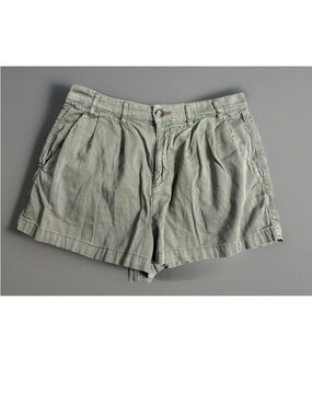 Womens Free People Billie Olive Green Pleated Cotton Shorts